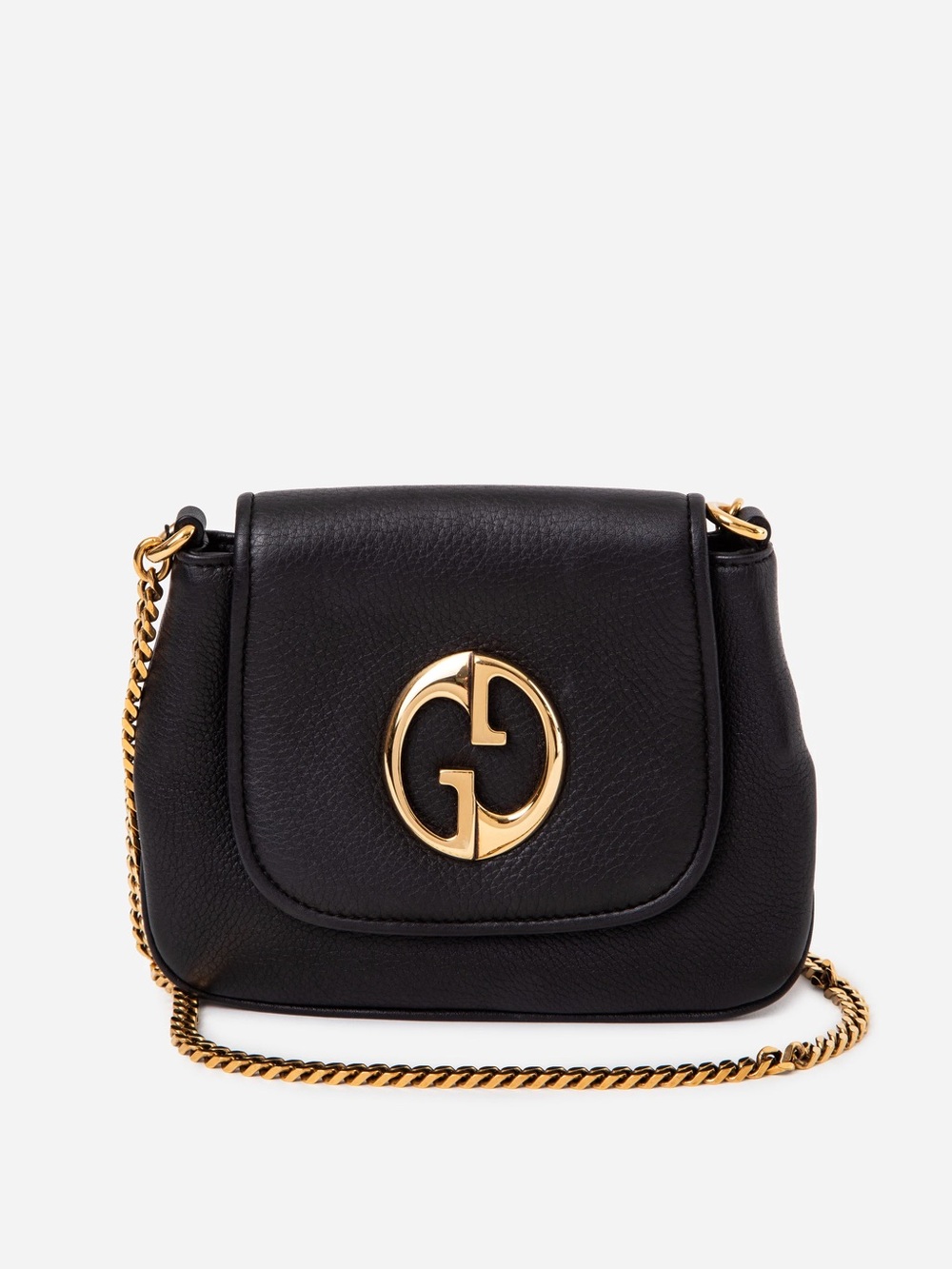 Gucci Black Pebbled Leather '1973' Crossbody Bag